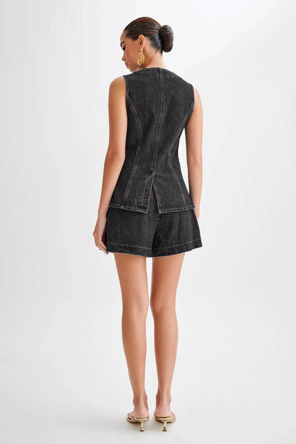 Combi-Short Jean Boutonné